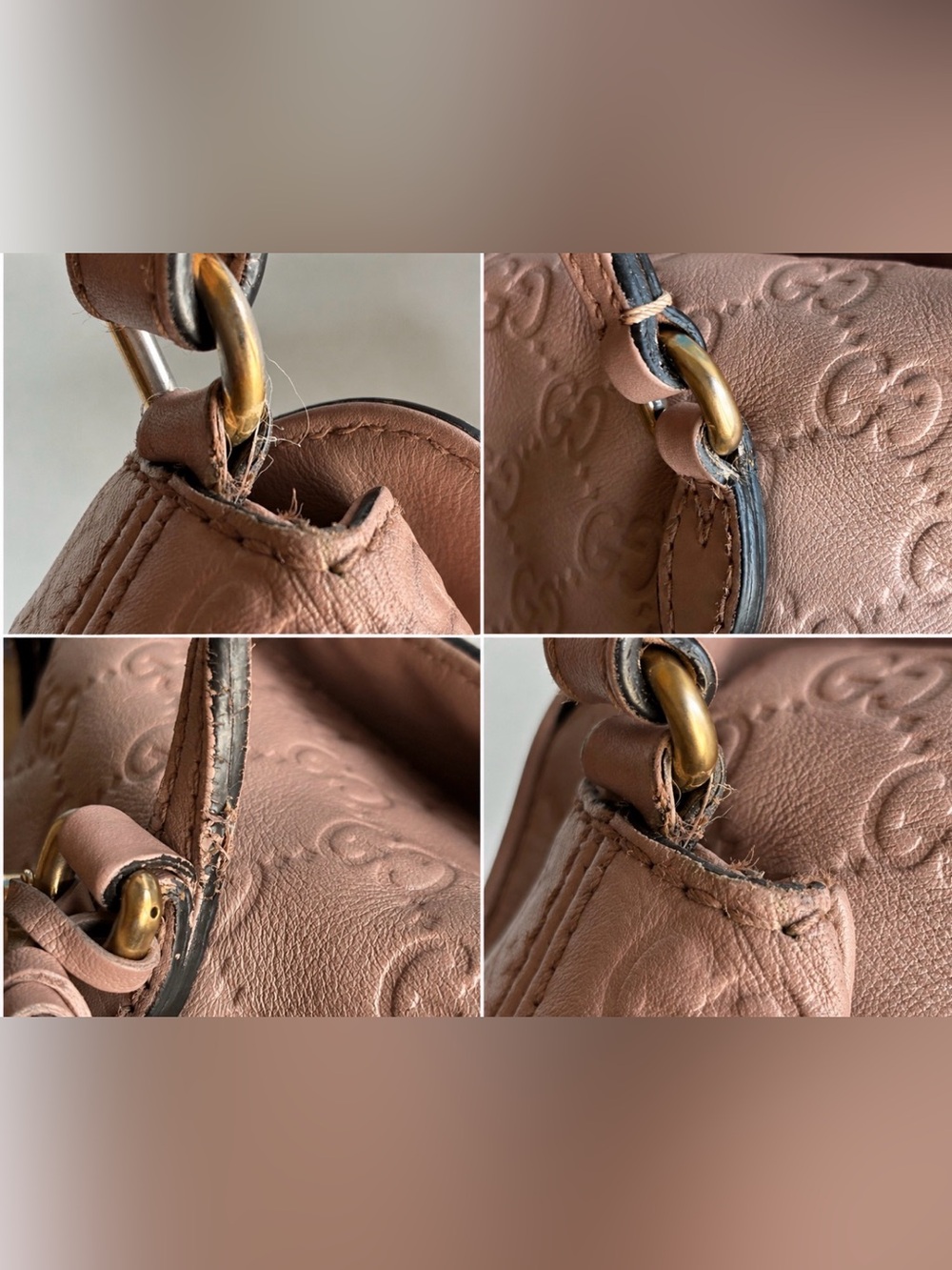 GUCCI Guccissima Bree Medium Foldover Tote Pink Leather 2-Way Crossbody Bag - Picture 14 of 15